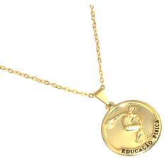 Colar Cordão Educação Física Esporte Folheado Ouro 18k
