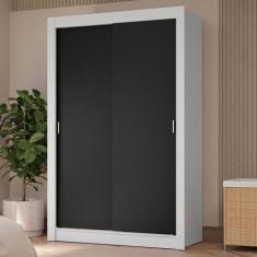 Guarda-Roupa Solteiro 2 Portas de Correr 4 Gavetas Branco/Preto Vivare