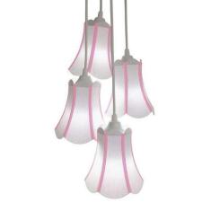 Lustre Pendente Luminária Cacho 4 Cúpulas Paris Linho com Detalhes em 