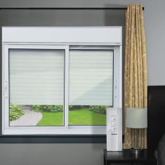 Janela Elite 2 Folhas Moveis com Persiana Integrada Correr com Motor e Controle Remoto 140 X 150