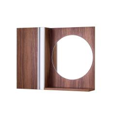 Armário Banheiro com Espelho Redondo Nogal Barra Vertical