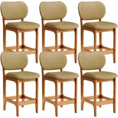 Kit 06 Banquetas Baixa Bar Cozinha E Sala De Jantar Fixa Betta L02 Imbuia Couríssimo Casco F  - Lyam Decor