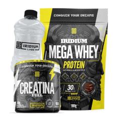 Kit Mega Whey Protein +  Creatina Fuel 300g + Galão 950ml-Unissex