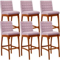 Kit 06 Banquetas Altas Para Cozinha Sala De Jantar Fixa Mila B04 Boucl