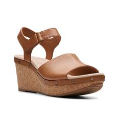 Clarks Sandália feminina Annadel Clover Wedge, Couro bronzeado, 34