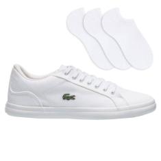 Kit Tênis Lacoste Lerond Bl 2 Cvs + 3 Pares De Meias Selene Esportivas
