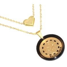 Colar Duplo Minha Profissão Radiologia Folheado Ouro 18k - Milena Folh