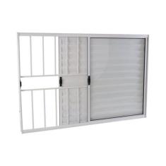 Janela Veneziana em Alumínio 100 x 120 x 8 cm com Grade 3 Folhas Esque