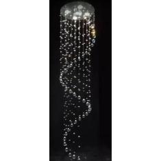 Lustre de cristal espiral,base de inox 30 cm de diametros, com 2,40 me