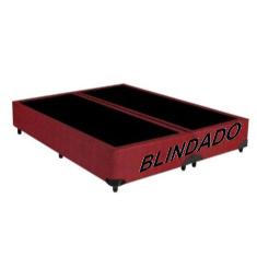 Base Box Casal Bipartido Blindado Suede Vermelho