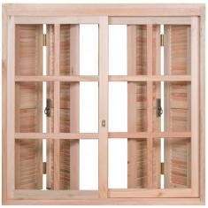 Janela com Veneziana Pantográfica Caixilhos Vidros Quadriculados de Correr