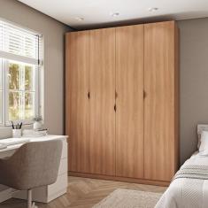 Guarda Roupa Modulado 4 Portas Com Cabideiro Hera Cabecasa Madeiramadeira Louro-preto