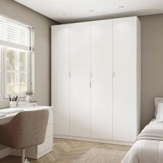 Guarda Roupa Modulado 4 Portas Com Cabideiro Hera Cabecasa Madeiramadeira Branco Geada-cromado