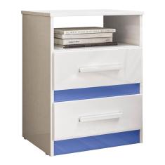 Mesa De Cabeceira Apolo 2 Gavetas Flex Branco Azul Moval Branco Azul