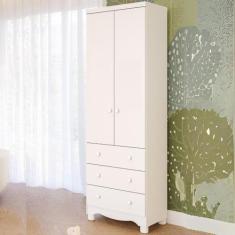 Guarda Roupa Infantil 2 Portas 3 Gavetas MDF Júnior Faura, Branco Bril