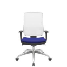 Cadeira Office Brizza Tela Branca Assento Aero Azul Autocompensador Ba