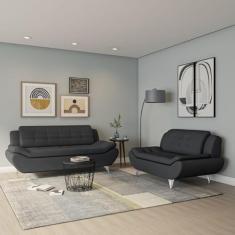 Conjunto de Sofá 2 e 3 Lugares New Passion Suede Cinza