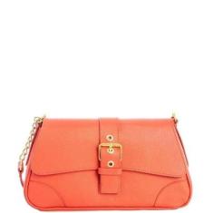 Bolsa Leopoldine em Couro Legítimo Coral com Fivela-Feminino
