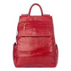 Mochila antifurto de couro feminina Suelen - Vermelho