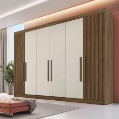 Guarda Roupa Casal Ripado 6 Portas 6 Gavetas Potente Móveis Europa