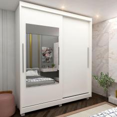 Guarda Roupa 2 Portas Com Espelho k/PÉS Agata Branco - Gelius
