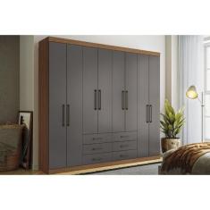 Guarda Roupa 8 Portas e 6 Gavetas Master 8.6 Jatoba/Grafitte - Santos Andirá