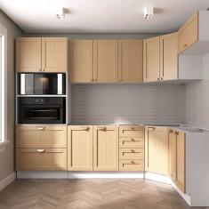 Cozinha Modulada 7 Peças sem Tampo 1 Torre 3 Aéreos 3 Balcões Arizona Cabecasa Madeiramadeira Figueira