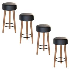 Kit 04 Banquetas Baixa Cozinha Paris D-33 Preto