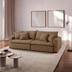 Sofá Cama Jupiter 3 Lugares Retrátil Reclinável 2,30m Boucle com Molas Ensacadas Marrom