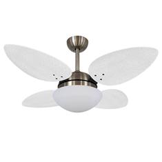 Ventilador De Teto Bronze 4 Pás Volare Petalo Palmae Branco Vidro Fechado 220v Volare Volare 220v Bronze