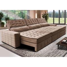 Sofá Retrátil e Reclinável 4,15m Cama inBox Big Puffer com SoftGelD40 