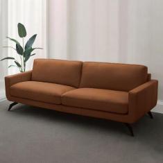 Sofá Decorativo Thalia 4 Lugares Sala de estar 270cm Pés em Aço Couro 