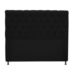 Cabeceira Kristal Estofada Capitonê 160 cm para Cama Box Queen Suede Preto Quarto - AM Decor