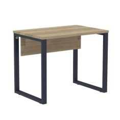 Mesa Escritório P25 TUB Pandin 90 cm (Larg) Tampo MDP Noce Naturalle Pé Aço Tubular Azul Del Rey