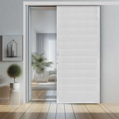 Porta Lambri de Correr de Aluminio 215x80cm Suspensa Branco