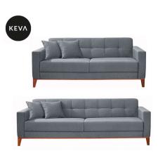 Conjunto de Sofá 2 e 3 Lugares Kivik Capitonê Cinza