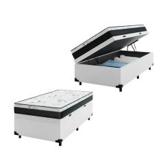 Cama Box Baú Solteiro 88 Sintético Branco com Colchão Espuma D33 One Face - Bello Box - 58X88X188