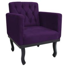 Poltrona Classic Pés Luís Xv Suede Roxo