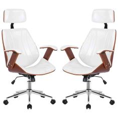 2 Cadeiras Escritório Juliette Presidente Giratória Branca