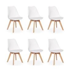 Conjunto 06 Cadeiras Eames Wood Leda Design - Branca
