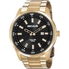 Relógio Seculus Masculino Dourado Long Life 20786GPSVDA3 Analógico 5 A