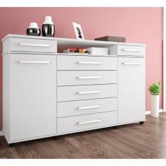 Cômoda 7 Gavetas 2 Portas com Rodízios London Demóbile, Branco