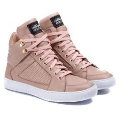 Tênis Hardcore Cano Alto Feminino Academia Sola Reta Em Couro 50130-Feminino