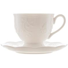 Xícara de Chá com Pires de Porcelana New Bone Butterfly Flower 200ml -