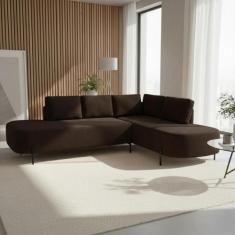 Sofá de Canto Orgânico 4 Lugares 265cm Base de Ferro Chaise Direito Lu