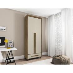 Guarda Roupa Solteiro com 2 Portas 1 Gavetas Dubai Cinamomo/Off White