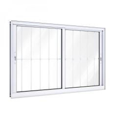Janela de Alumínio de Correr 100x150cm 2 Folhas com Grade Lucasa Alumínios Branco