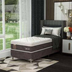 cama box solteiro le com colchão molas ensacadas (67x88x188) marrom e branca