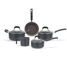 Jogo de Panelas Brinox Antiaderente Ceramic Life 5 Peças Fine Cinza Escuro