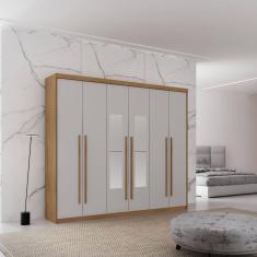 Guarda-roupa Veracruz 6 Portas com Espelho Naturalle/Off White